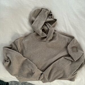 Alo Yoga Muse Ribbed Hoodie Sweatshirt size small - Heather gravel